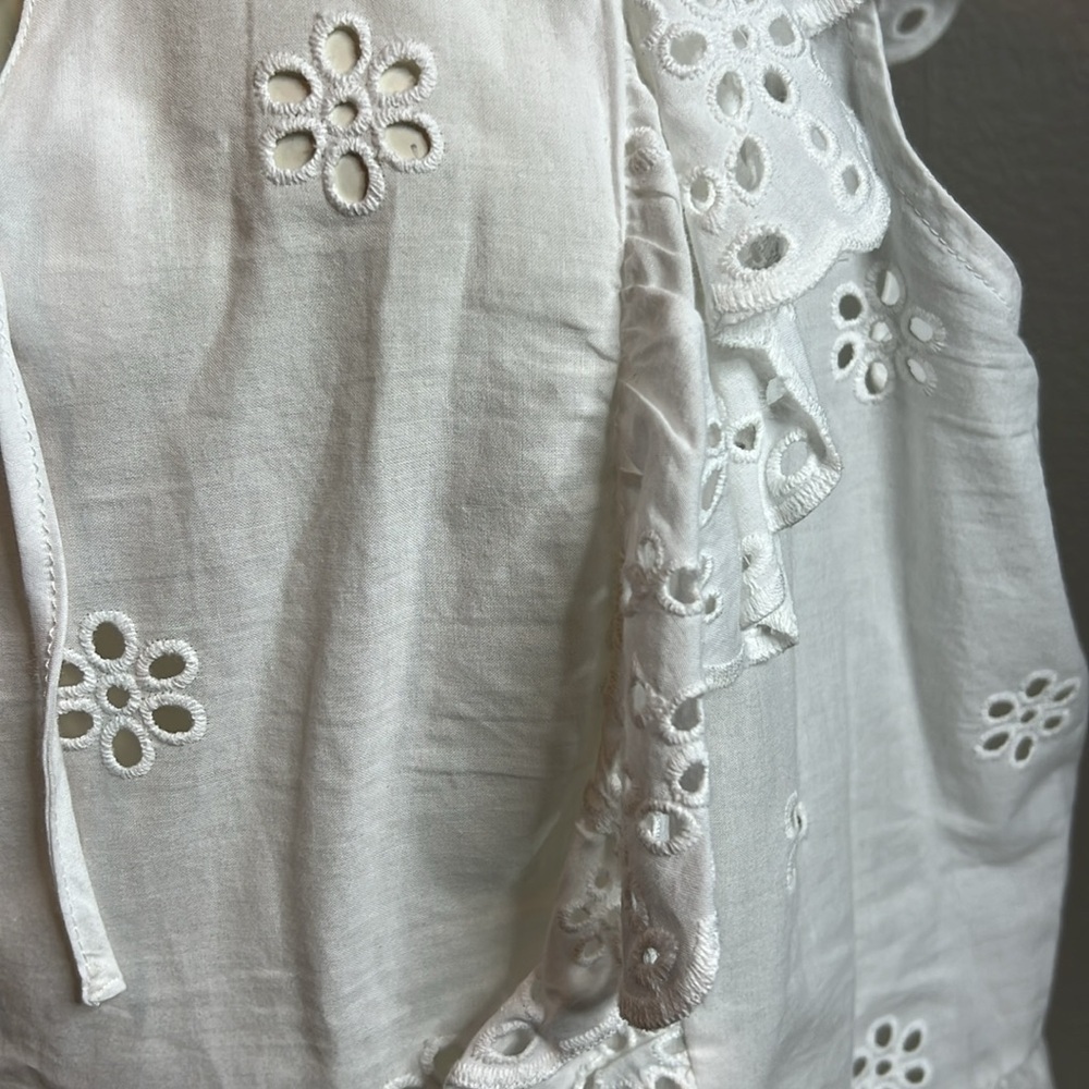 Laundry by Shelli Segal White Eyelet Ruffle Sleeve Blouse – Size XL - Picture 4 of 7